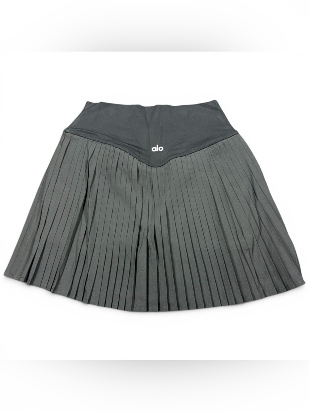 ALO Yoga Black Pleated Tennis Skirt with High Waistband